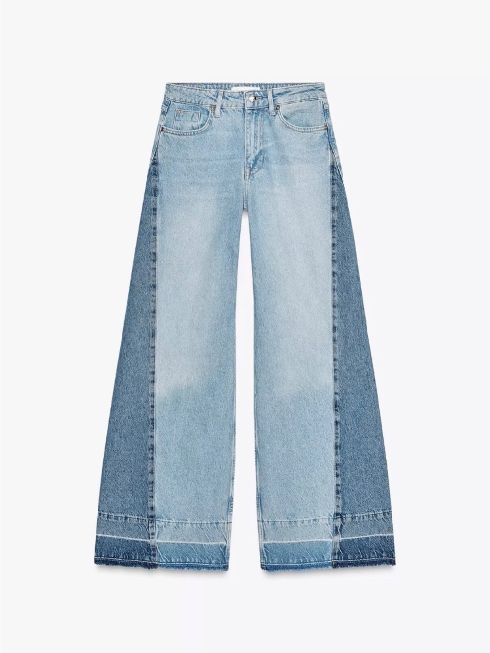 Zara Z1975 High Waist Wide Leg Combined Two tone Jeans Size 2